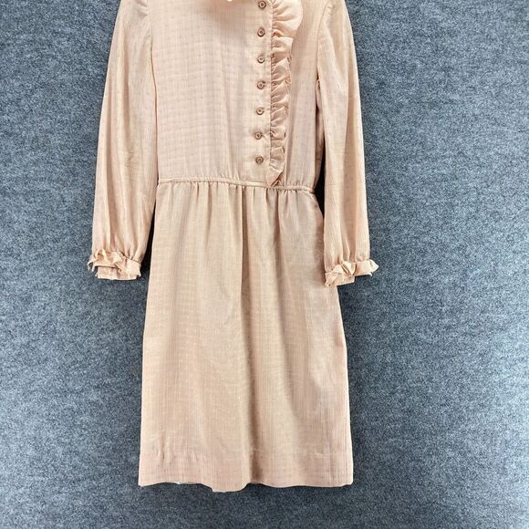 Nola Duncan Dress Women M Medium Beige Sheath Midi 1/2 Button Long Sleeve Casual - Picture 4 of 8